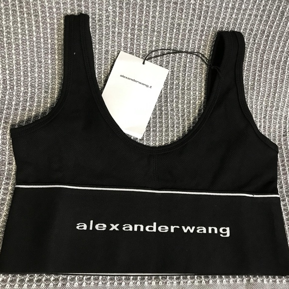 Alexander Wang logo elastic bra in ribbed jersey - Picture 1 of 6